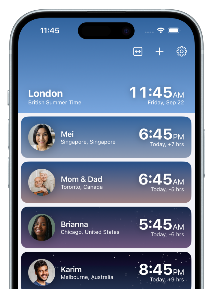 Phone displaying all of the sky colors that can be viewed throughtout the day